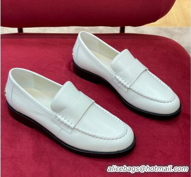 Top Grade Chanel Shiny Calfskin Loafers G39190 White