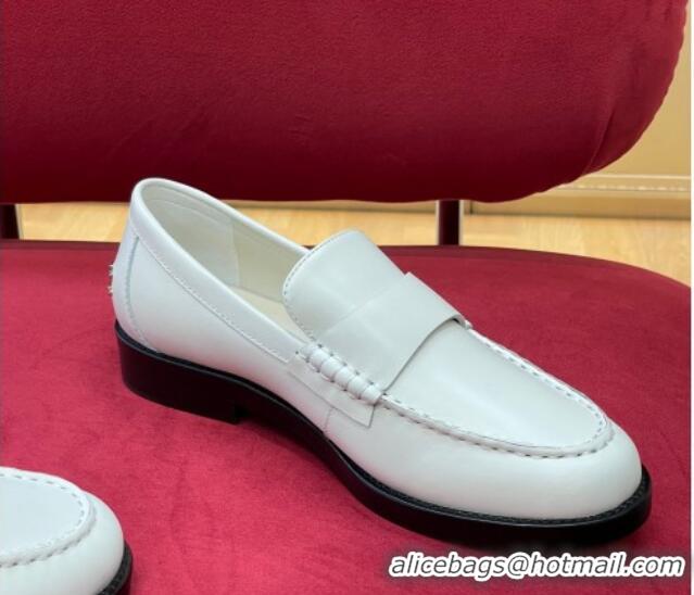 Top Grade Chanel Shiny Calfskin Loafers G39190 White