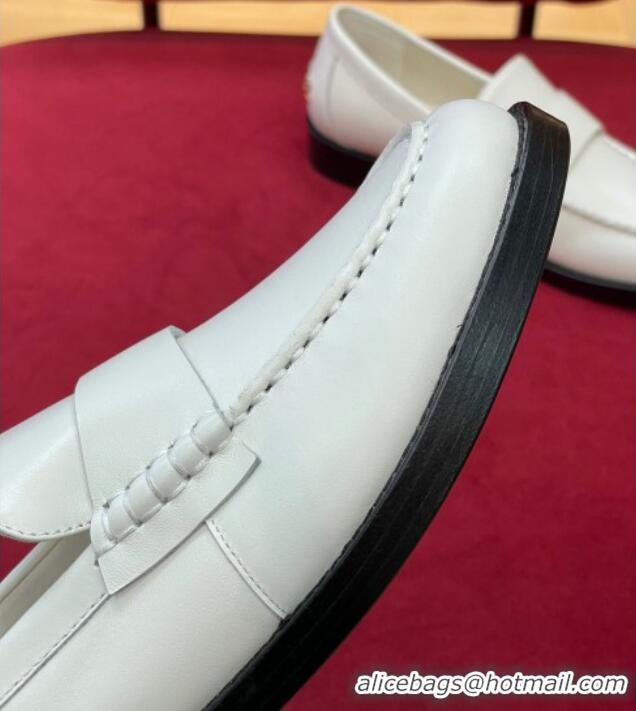 Top Grade Chanel Shiny Calfskin Loafers G39190 White