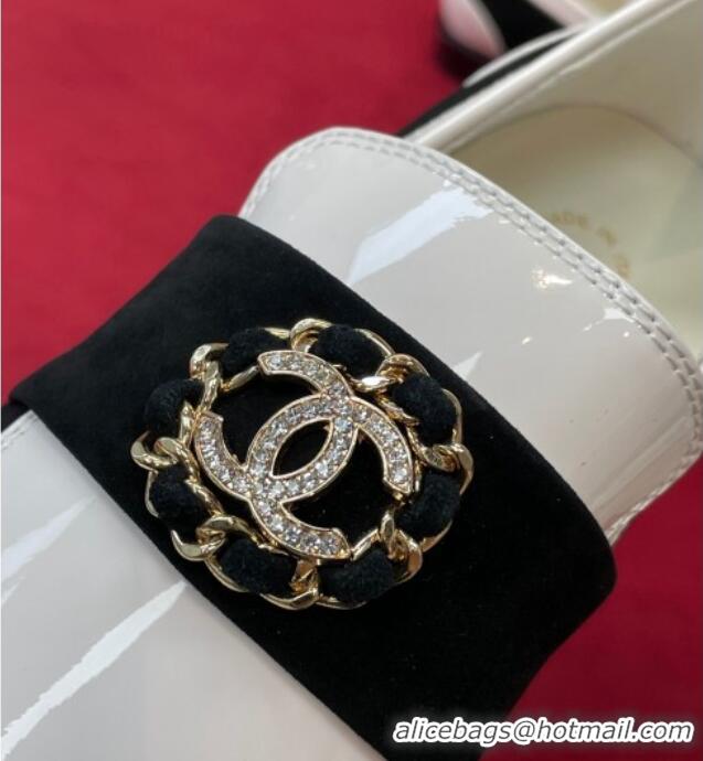 Discount Chanel Patent Calfskin and Suede Loafers G39606 White