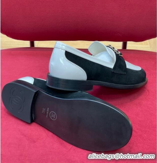 Discount Chanel Patent Calfskin and Suede Loafers G39606 White