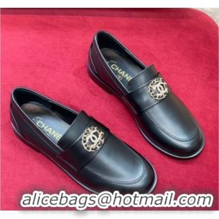 Cheap Price Chanel Shiny Calfskin and Suede Loafers G39606 Black