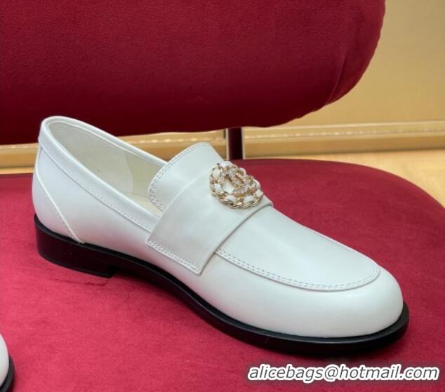 Best Product Chanel Shiny Calfskin and Suede Loafers G39606 White