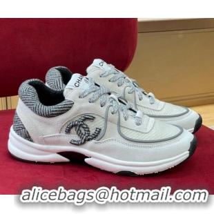 Good Quality Chanel Fabric Sneakers G39597 Gray/White