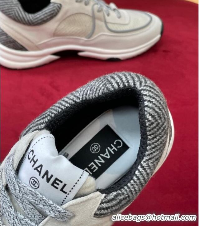 Good Quality Chanel Fabric Sneakers G39597 Gray/White