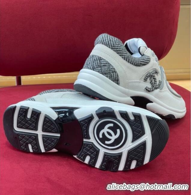 Good Quality Chanel Fabric Sneakers G39597 Gray/White