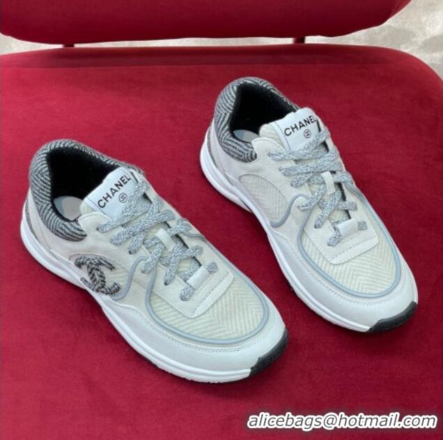 Good Quality Chanel Fabric Sneakers G39597 Gray/White