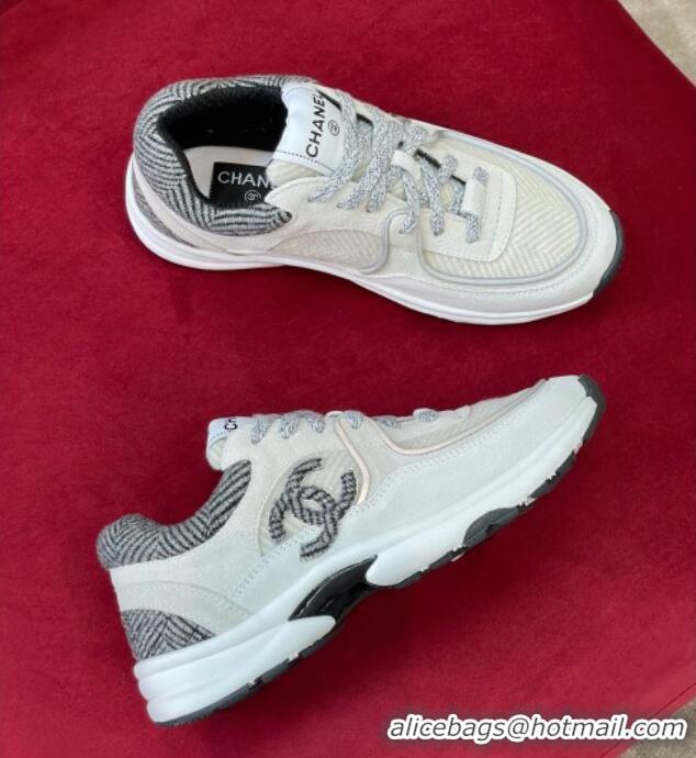 Good Quality Chanel Fabric Sneakers G39597 Gray/White