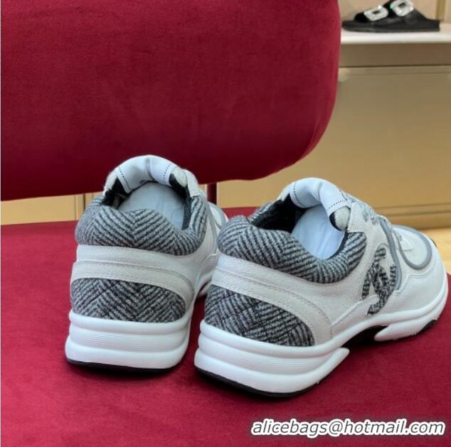 Good Quality Chanel Fabric Sneakers G39597 Gray/White