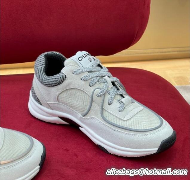 Good Quality Chanel Fabric Sneakers G39597 Gray/White