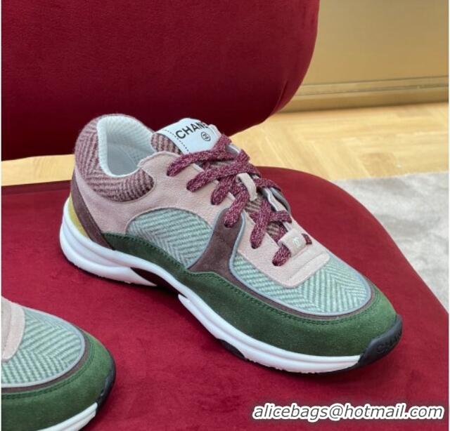 Durable Chanel Fabric Sneakers G39597 Green/Pink