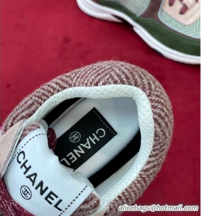 Durable Chanel Fabric Sneakers G39597 Green/Pink