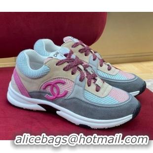 Low Cost Chanel Fabric Sneakers G39597 Gray/Pink