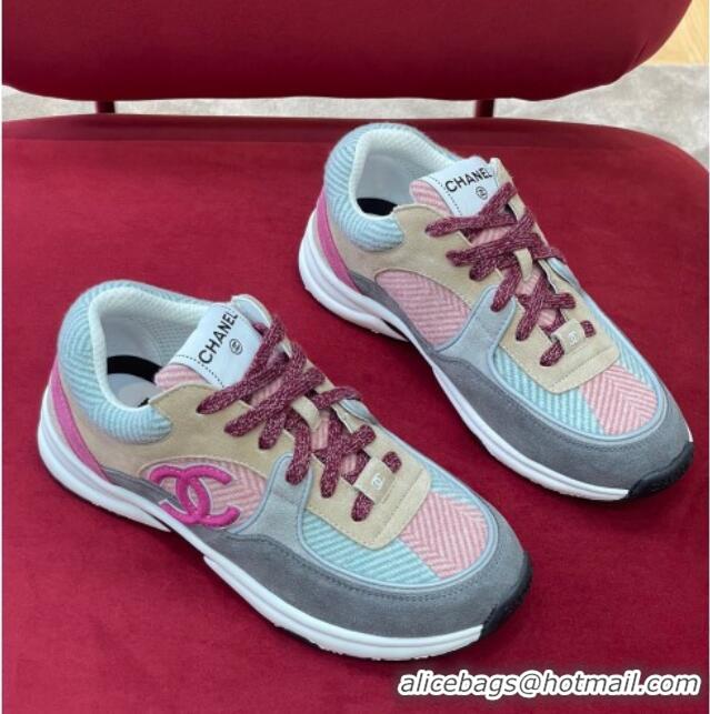 Low Cost Chanel Fabric Sneakers G39597 Gray/Pink