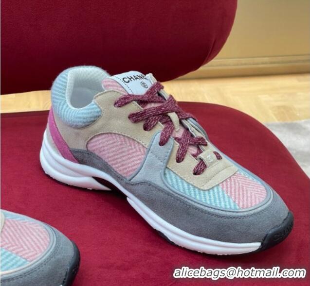 Low Cost Chanel Fabric Sneakers G39597 Gray/Pink