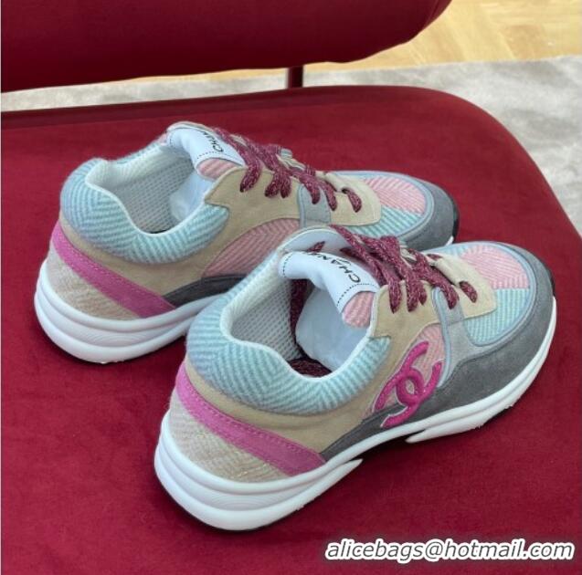 Low Cost Chanel Fabric Sneakers G39597 Gray/Pink