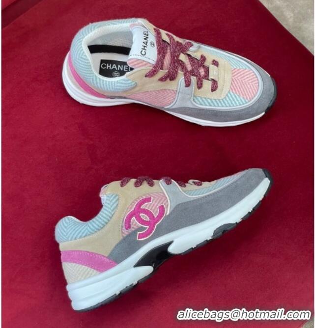 Low Cost Chanel Fabric Sneakers G39597 Gray/Pink