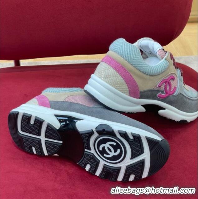 Low Cost Chanel Fabric Sneakers G39597 Gray/Pink