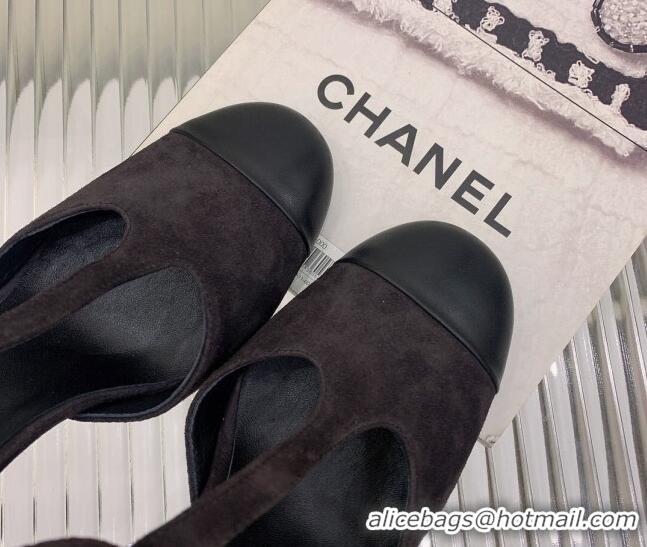 Unique Style Chanel Suede High Heel Pumps Open Shoes 8.5cm G39402 Black