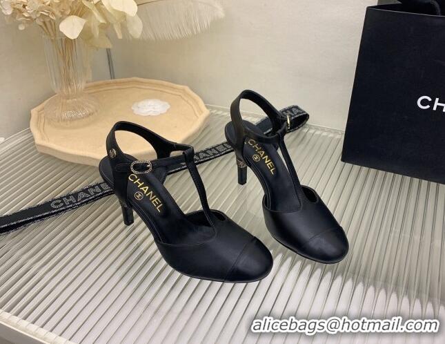 Top Design Chanel Lambskin High Heel Pumps Open Shoes 8.5cm G39402 Black