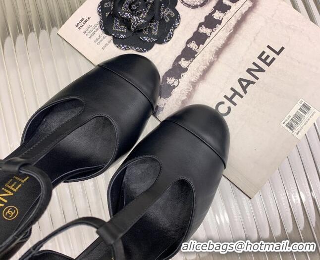 Top Design Chanel Lambskin High Heel Pumps Open Shoes 8.5cm G39402 Black