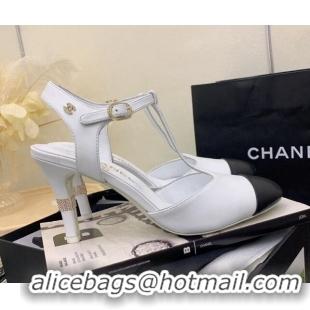 Best Product Chanel Lambskin High Heel Pumps Open Shoes 8.5cm G39402 White