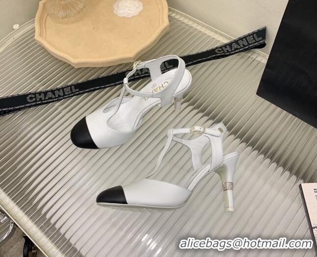 Best Product Chanel Lambskin High Heel Pumps Open Shoes 8.5cm G39402 White