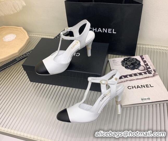 Best Product Chanel Lambskin High Heel Pumps Open Shoes 8.5cm G39402 White