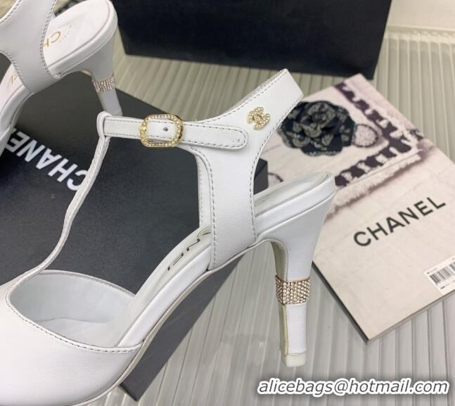 Best Product Chanel Lambskin High Heel Pumps Open Shoes 8.5cm G39402 White