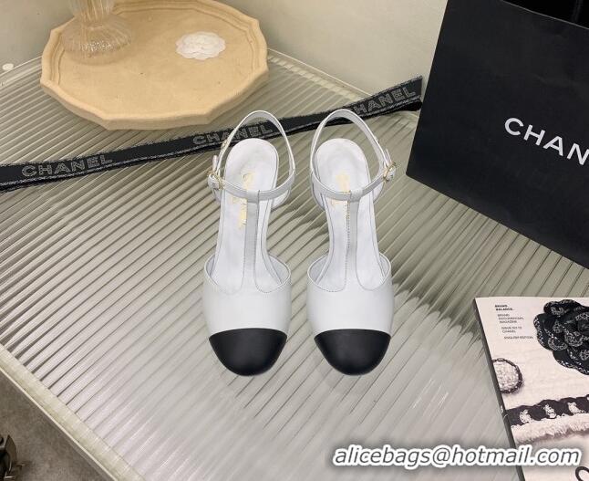 Best Product Chanel Lambskin High Heel Pumps Open Shoes 8.5cm G39402 White