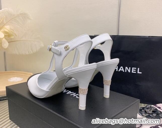 Best Product Chanel Lambskin High Heel Pumps Open Shoes 8.5cm G39402 White