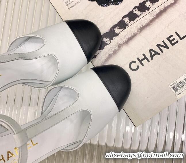 Best Product Chanel Lambskin High Heel Pumps Open Shoes 8.5cm G39402 White