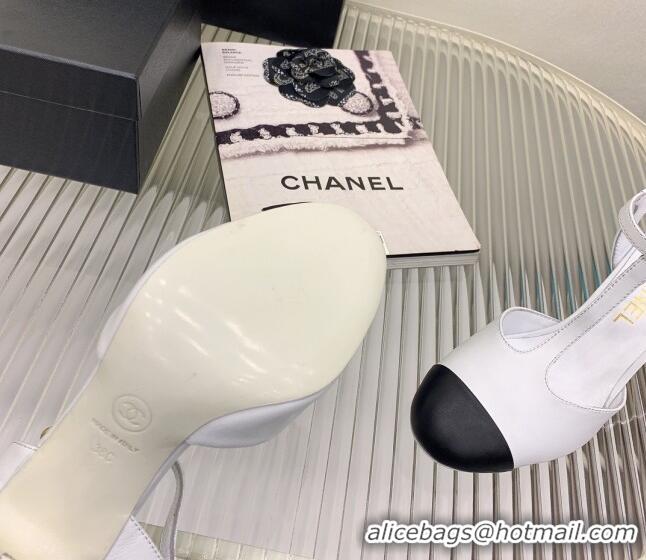 Best Product Chanel Lambskin High Heel Pumps Open Shoes 8.5cm G39402 White