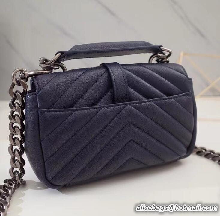 ​Top Grade Saint Laurent Monogram Baby Chain Bag 392736 Navy Blue