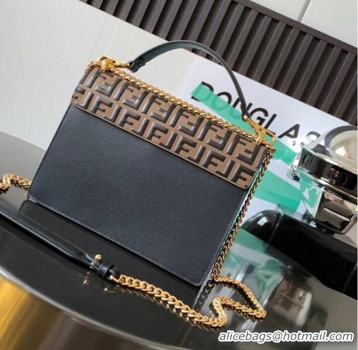 Top Design FENDI Kan I Black leather bag 8BT315 black