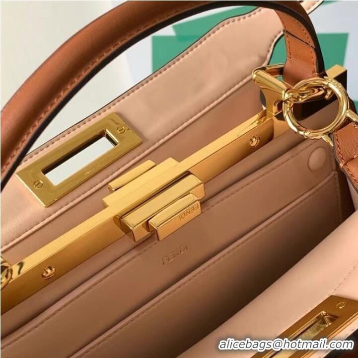 Top Quality FENDI Peekaboo ISeeU Medium leather bag 8BN321 brown