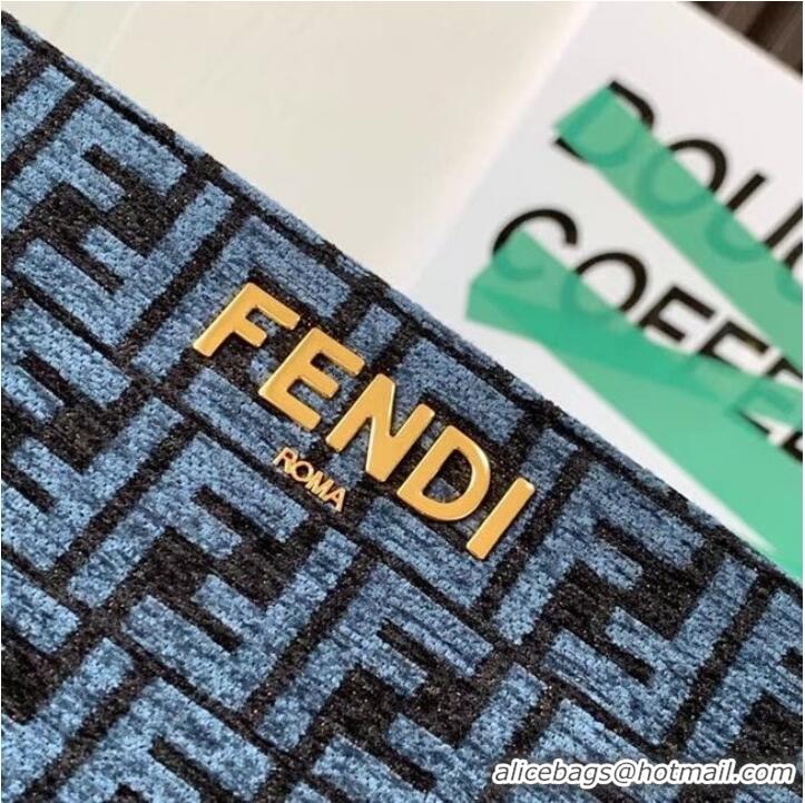 Promotional Fendi O Lock Zipper Dark blue tapestry fabric bag 8BR805A