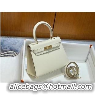 Traditional Specials Hermes Kelly 20cm Shoulder Bags Epsom KL2750 White&gold