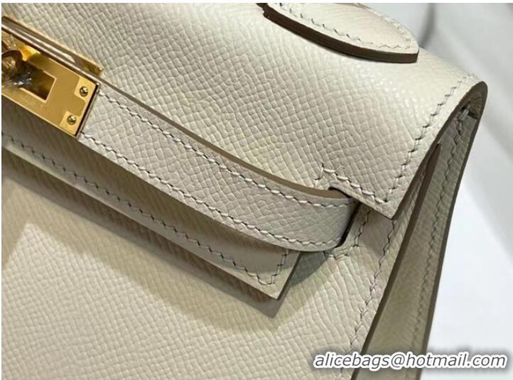 Traditional Specials Hermes Kelly 20cm Shoulder Bags Epsom KL2750 White&gold