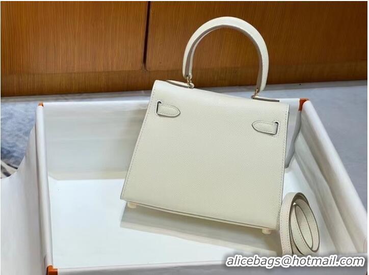 Traditional Specials Hermes Kelly 20cm Shoulder Bags Epsom KL2750 White&gold