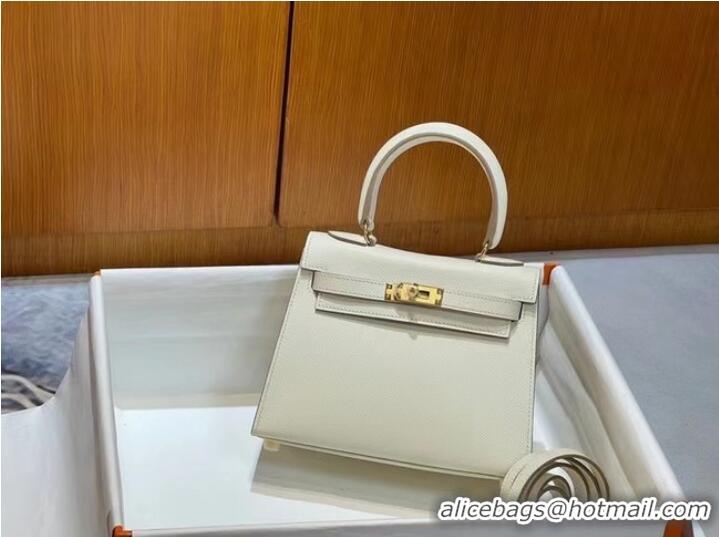 Traditional Specials Hermes Kelly 20cm Shoulder Bags Epsom KL2750 White&gold