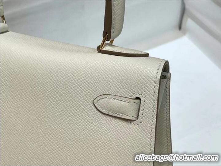 Traditional Specials Hermes Kelly 20cm Shoulder Bags Epsom KL2750 White&gold