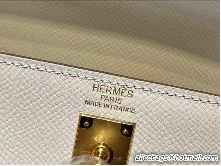 Traditional Specials Hermes Kelly 20cm Shoulder Bags Epsom KL2750 White&gold