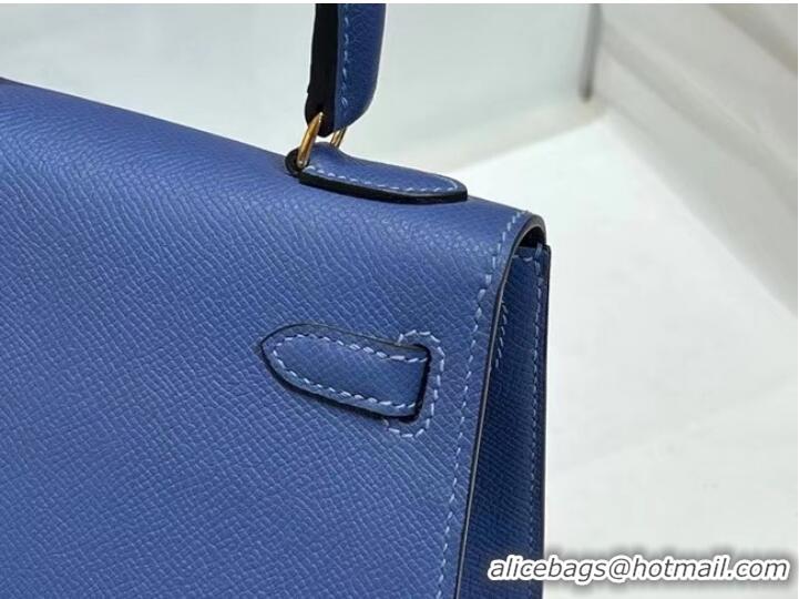 Good Product Hermes Kelly 20cm Shoulder Bags Epsom KL2750 blue&gold