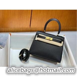 Top Design Hermes Kelly 20cm Shoulder Bags Epsom KL2750 black&gold