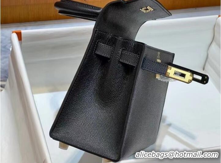 Top Design Hermes Kelly 20cm Shoulder Bags Epsom KL2750 black&gold