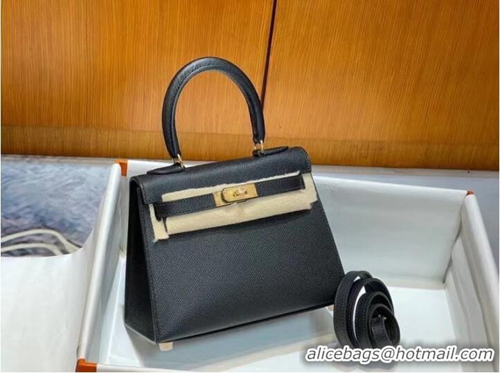 Top Design Hermes Kelly 20cm Shoulder Bags Epsom KL2750 black&gold