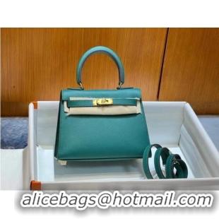 Famous Brand Hermes Kelly 20cm Shoulder Bags Epsom KL2750 Lake green&gold