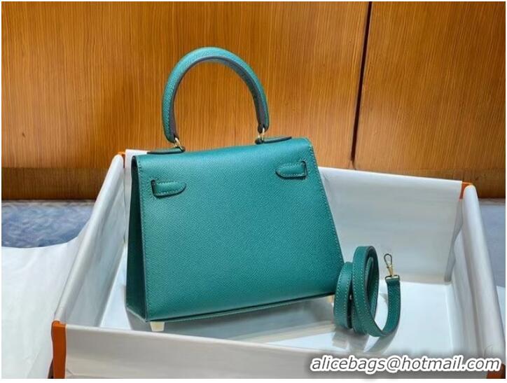 Famous Brand Hermes Kelly 20cm Shoulder Bags Epsom KL2750 Lake green&gold