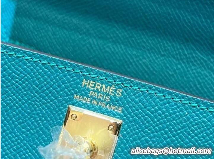 Famous Brand Hermes Kelly 20cm Shoulder Bags Epsom KL2750 Lake green&gold